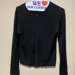 Holt Renfrew Zip Up Cable Cardigan